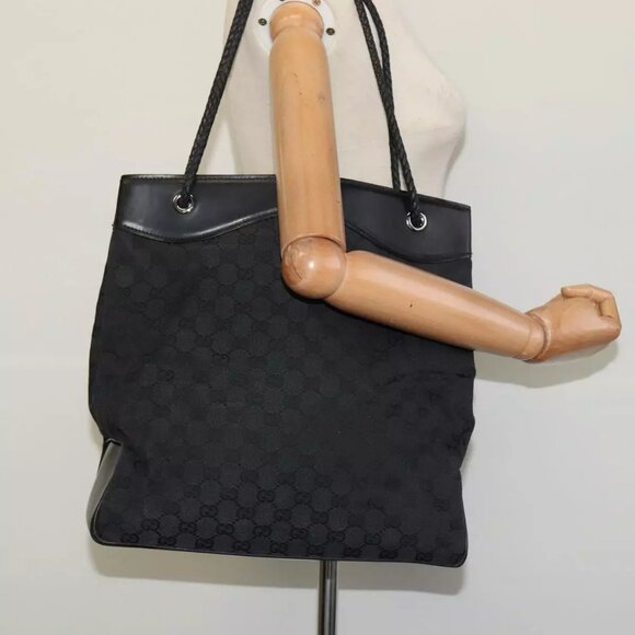 GUCCI GG Canvas Tote Bag Black 109141 Auth